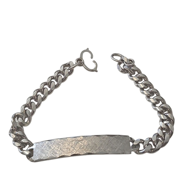 Kreisler USA Rhodium Electroplated "TERRI" Monogram Bracelet Cuban Chain - Picture 4 of 9